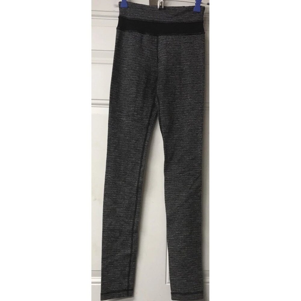 Lululemon Wunder Under Pant High Rise Luon Coco Pique Black Womens Size 2